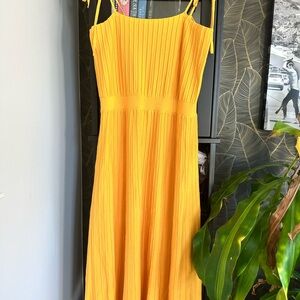 Yellow Pleated Women's Dress